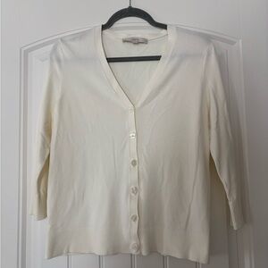 LOFT Ivory Button-Up Cardigan